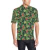 Tropical Folower Red Heliconia Print Men Polo Shirt