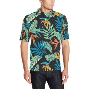 Tropical Palm Leaves Hawaiian Flower Men Polo Shirt