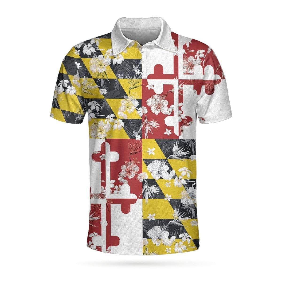 Tropical Pattern Maryland Flag Polo Shirt #Va Tropical Pattern Maryland Flag Polo Shirt #Va