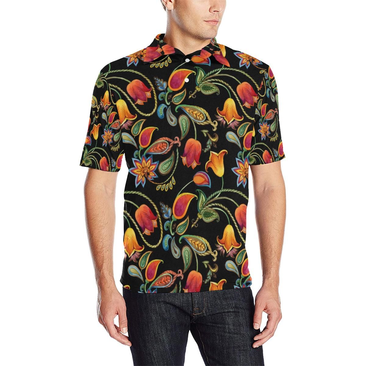Tulip Boho Pattern Print Design Tp09 Men Polo Shirt Tulip Boho Pattern Print Design Tp09 Men Polo Shirt