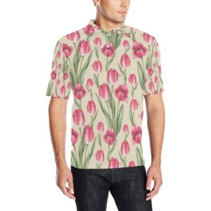 Tulip Pink Pattern Print Design Tp06 Men Polo Shirt