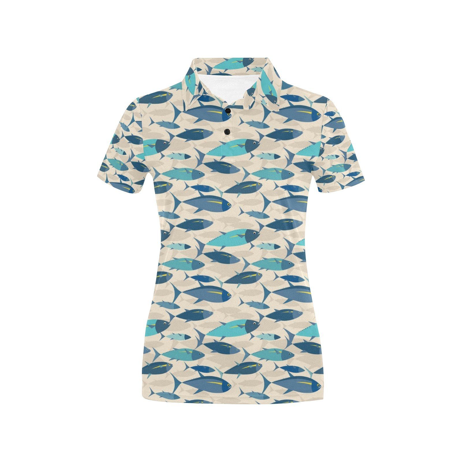 Tuna Fish Print Design Lks302 Women'S Polo Shirt Tuna Fish Print Design Lks302 Women'S Polo Shirt