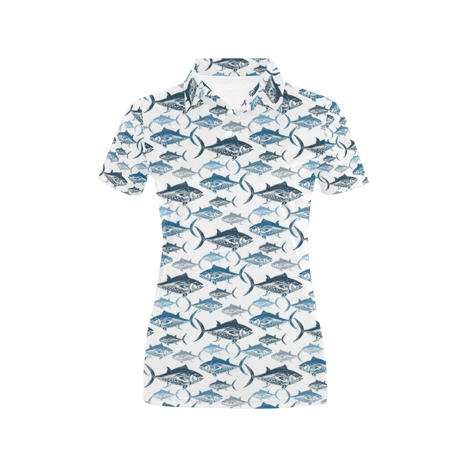 Tuna Fish Print Design Lks303 Women'S Polo Shirt Tuna Fish Print Design Lks303 Women'S Polo Shirt