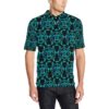 Turquoise Tribal Sea Turtle Hawaiian Men Polo Shirt