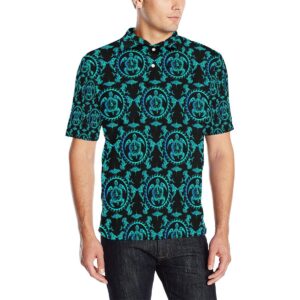 Turquoise Tribal Sea Turtle Hawaiian Men Polo Shirt
