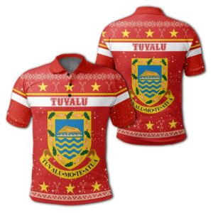 Tuvalu Coat Of Arms - Polo Shirt - Red - Christmas Style - J092