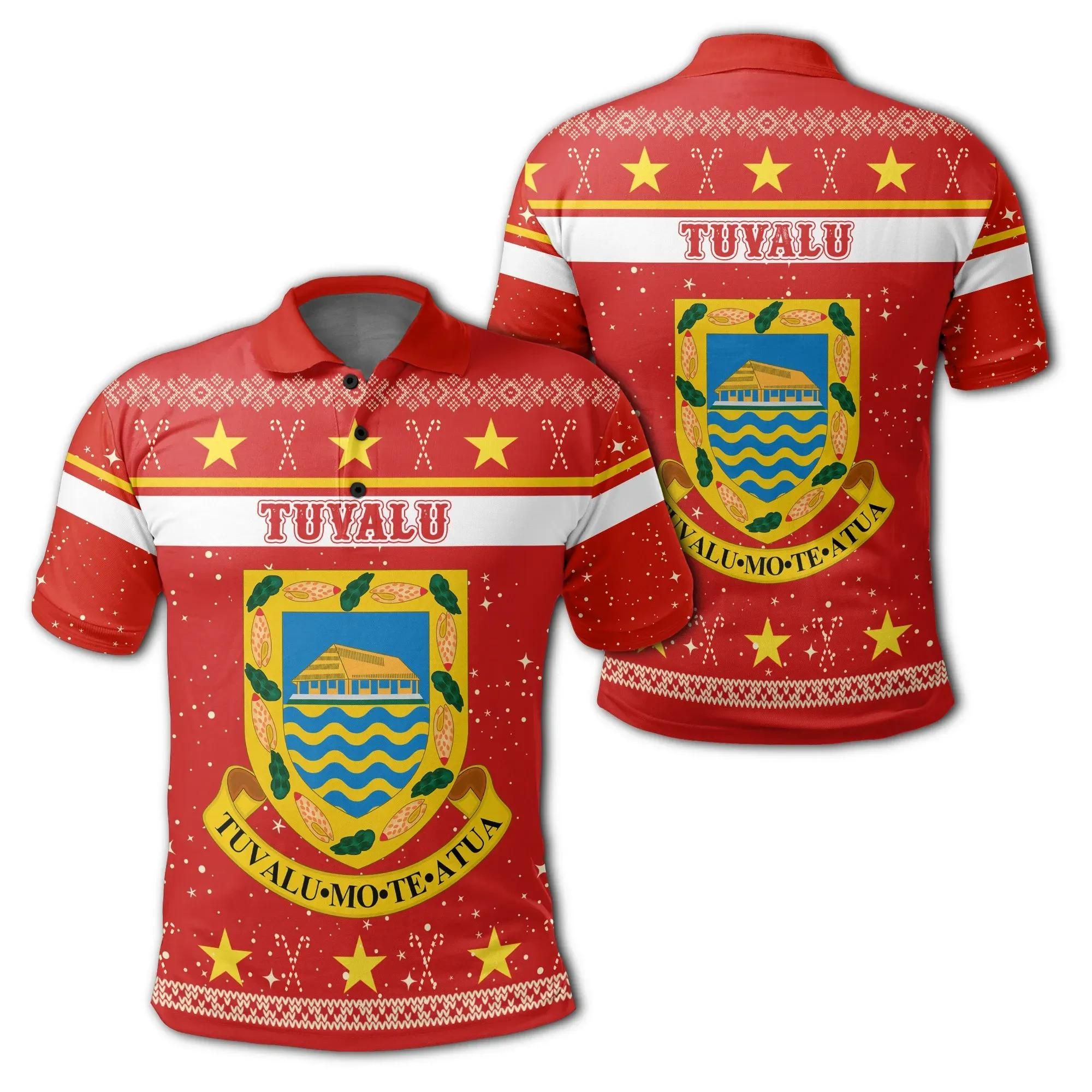 Tuvalu Coat Of Arms - Polo Shirt - Red - Christmas Style - J092 Tuvalu Coat Of Arms - Polo Shirt - Red - Christmas Style - J092