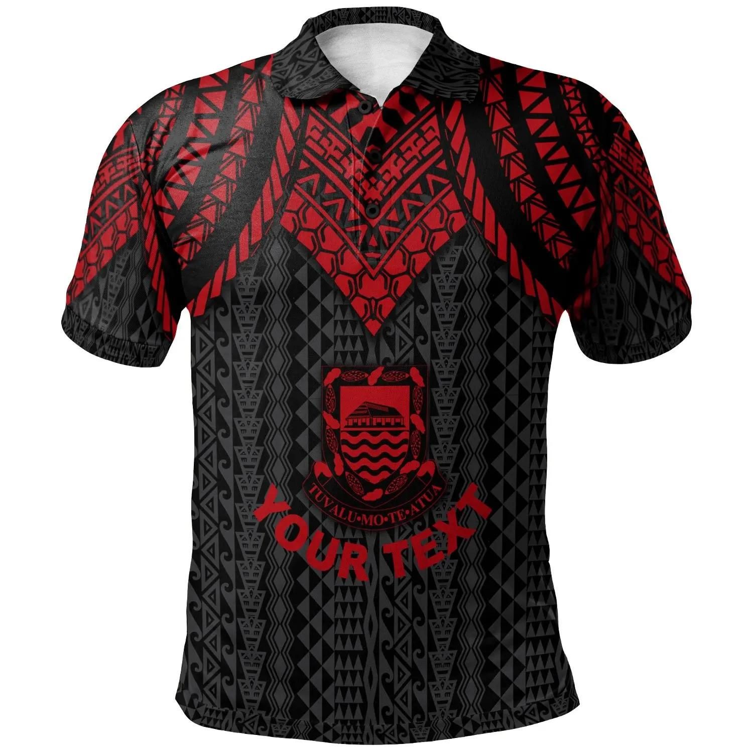 Tuvalu Custom Personalised Polo Shirt - Polynesian Armor Style Red - BN39 Tuvalu Custom Personalised Polo Shirt - Polynesian Armor Style Red - BN39