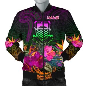 Tuvalu Personalised Men's Bomber Jacket - Summer Hibiscus - BN15 Bomber Jacket