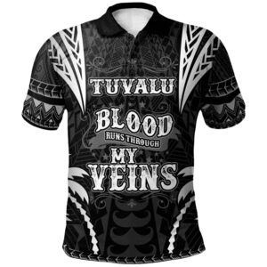Tuvalu Polo Shirt - Blood Runs Through My Veins Style Black - BN39