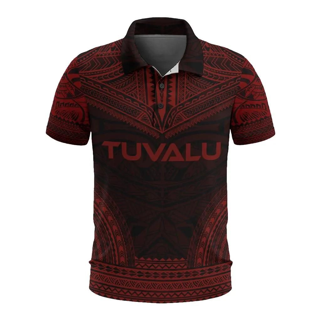 Tuvalu Polo Shirt - Polynesian Chief Red Version - BN10 Tuvalu Polo Shirt - Polynesian Chief Red Version - BN10