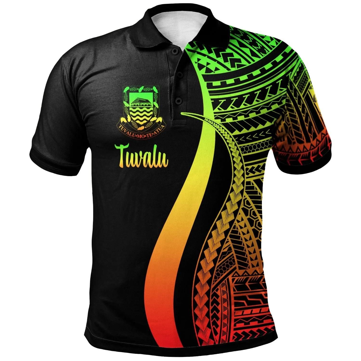 Tuvalu Polo Shirt Reggae - Polynesian Tentacle Tribal Pattern - BN11 Tuvalu Polo Shirt Reggae - Polynesian Tentacle Tribal Pattern - BN11