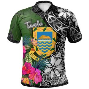Tuvalu Polo Shirt - Turtle Plumeria Banana Leaf - BN11