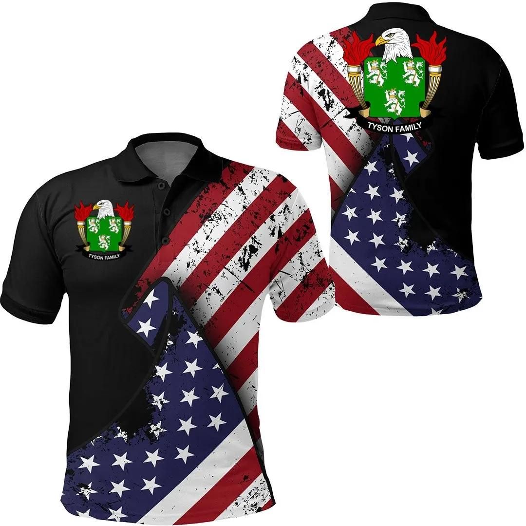 Tyson USA Polo Shirt - Special Grunge Flag - American Family Crest A7 Tyson USA Polo Shirt - Special Grunge Flag - American Family Crest A7