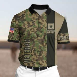 U.S Army Veteren Green Camo Polo Shirt
