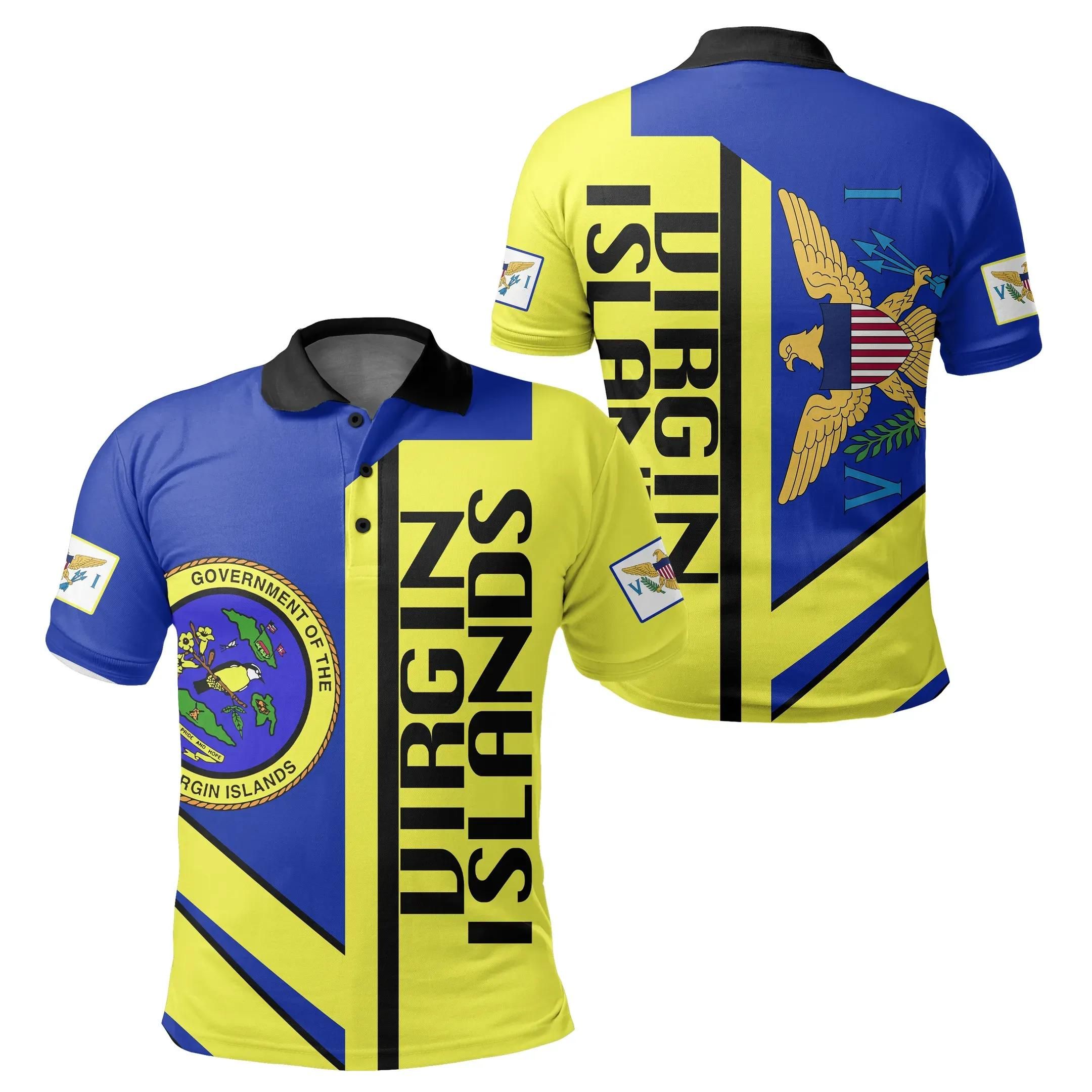 US Virgin Islands Men's Polo Shirt - Half Concept J0 US Virgin Islands Men's Polo Shirt - Half Concept J0