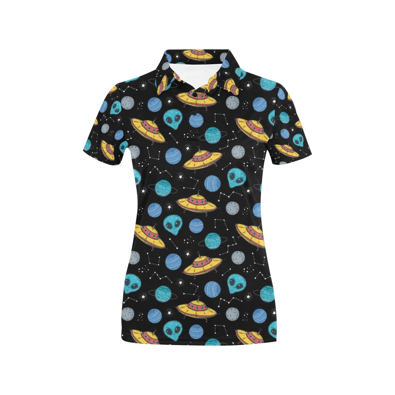 Ufo Alien Print Design Lks306 Women'S Polo Shirt Ufo Alien Print Design Lks306 Women'S Polo Shirt