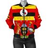 Uganda Pride Women's Bomber Jacket -  Uganda Flag with Grey Crowned Crane - BN21 Bomber Jacket