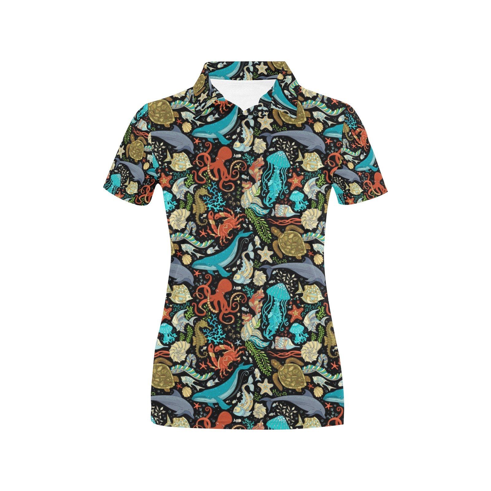 Underwater Animal Print Design Lks301 Women'S Polo Shirt Underwater Animal Print Design Lks301 Women'S Polo Shirt