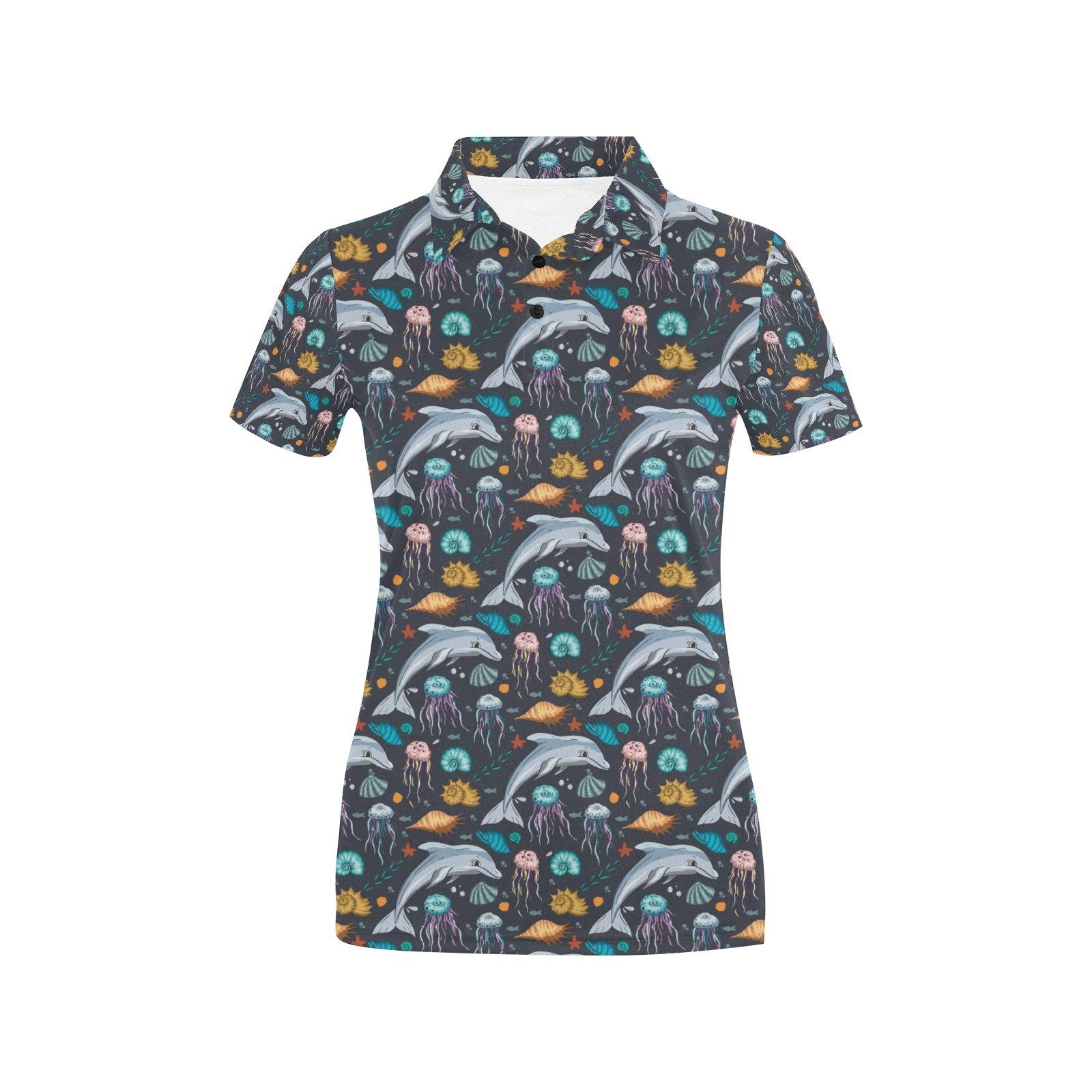 Underwater Dolphin Print Design Lks304 Women'S Polo Shirt Underwater Dolphin Print Design Lks304 Women'S Polo Shirt