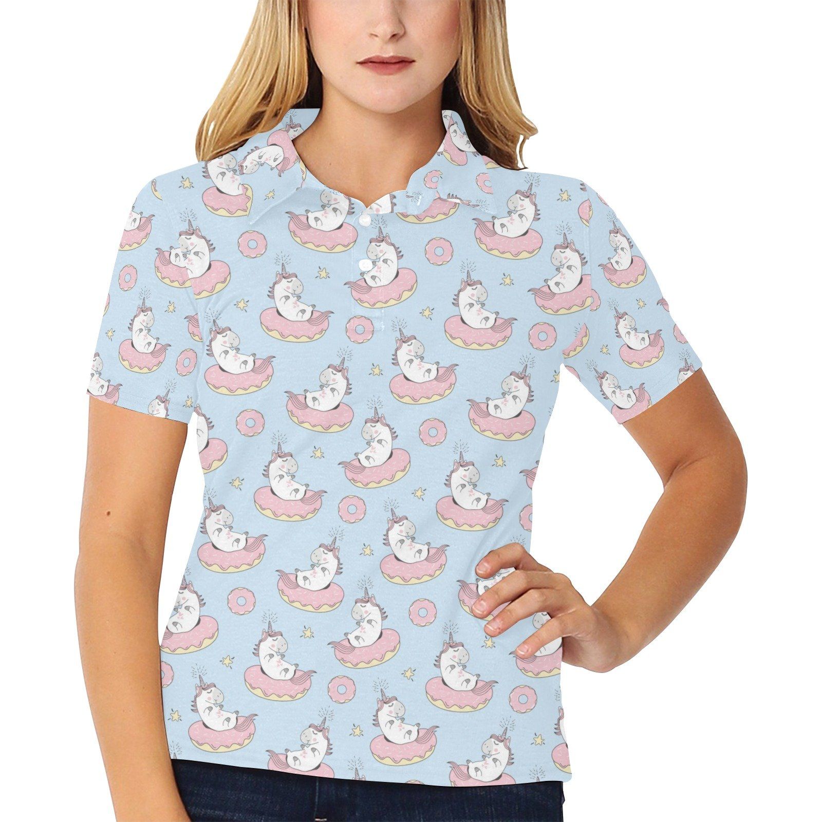 Unicorn Print Design Lks303 Women'S Polo Shirt Unicorn Print Design Lks303 Women'S Polo Shirt