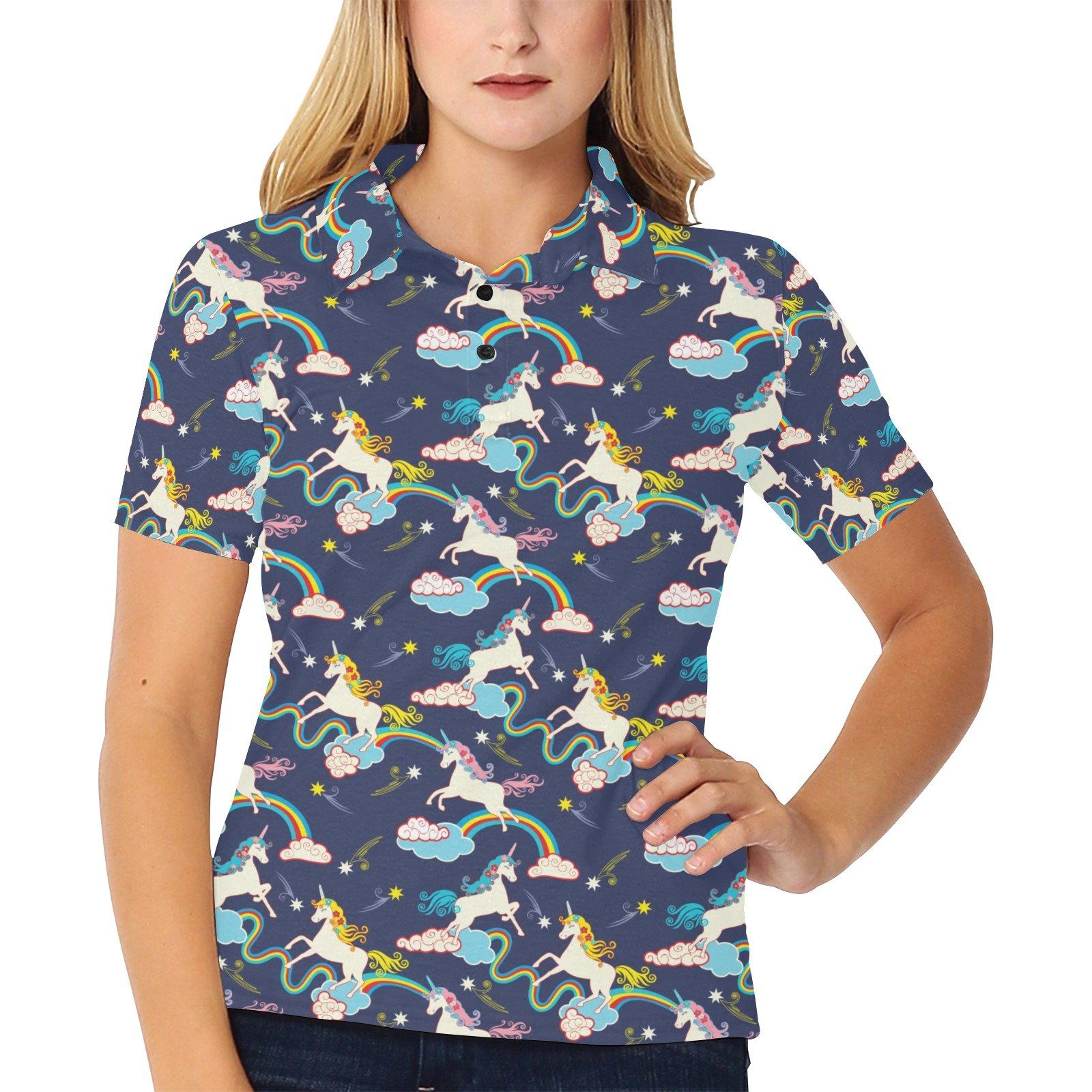 Unicorn Print Design Lks304 Women'S Polo Shirt Unicorn Print Design Lks304 Women'S Polo Shirt
