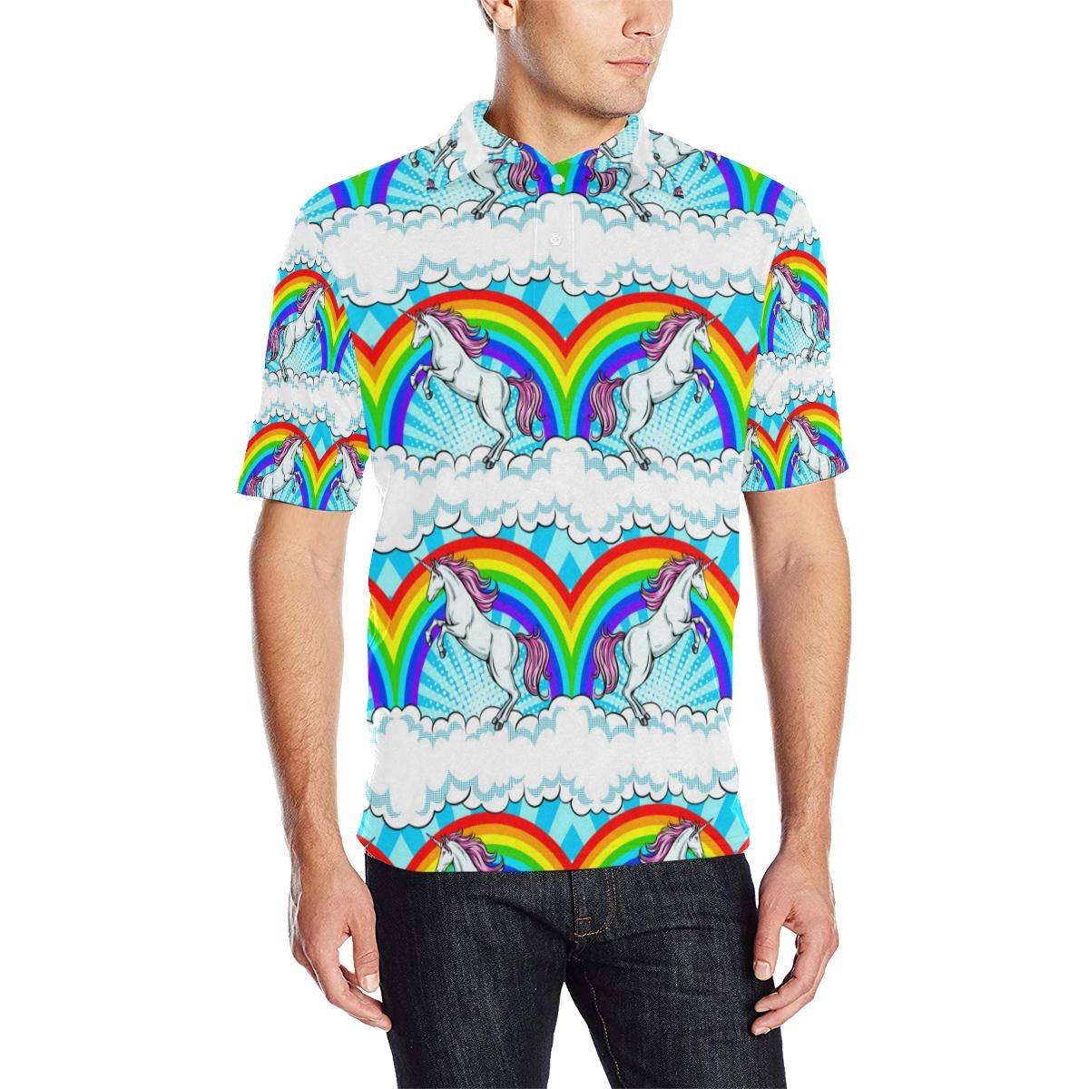 Unicorn Rainbow Men Polo Shirt Unicorn Rainbow Men Polo Shirt