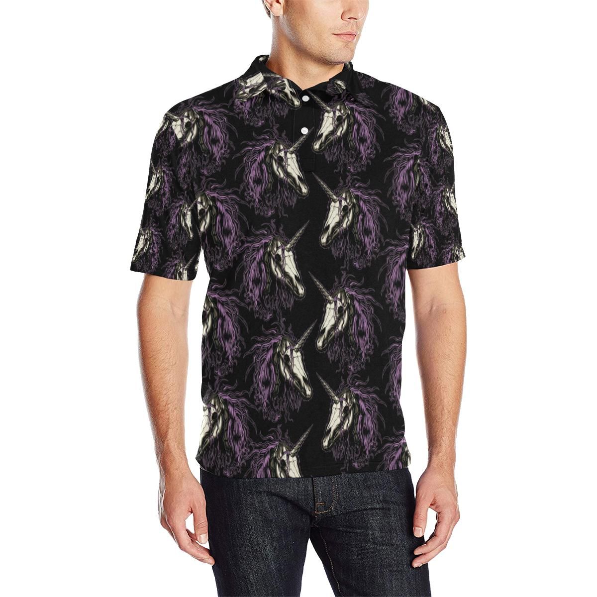 Unicorn Skull Head Men Polo Shirt Unicorn Skull Head Men Polo Shirt