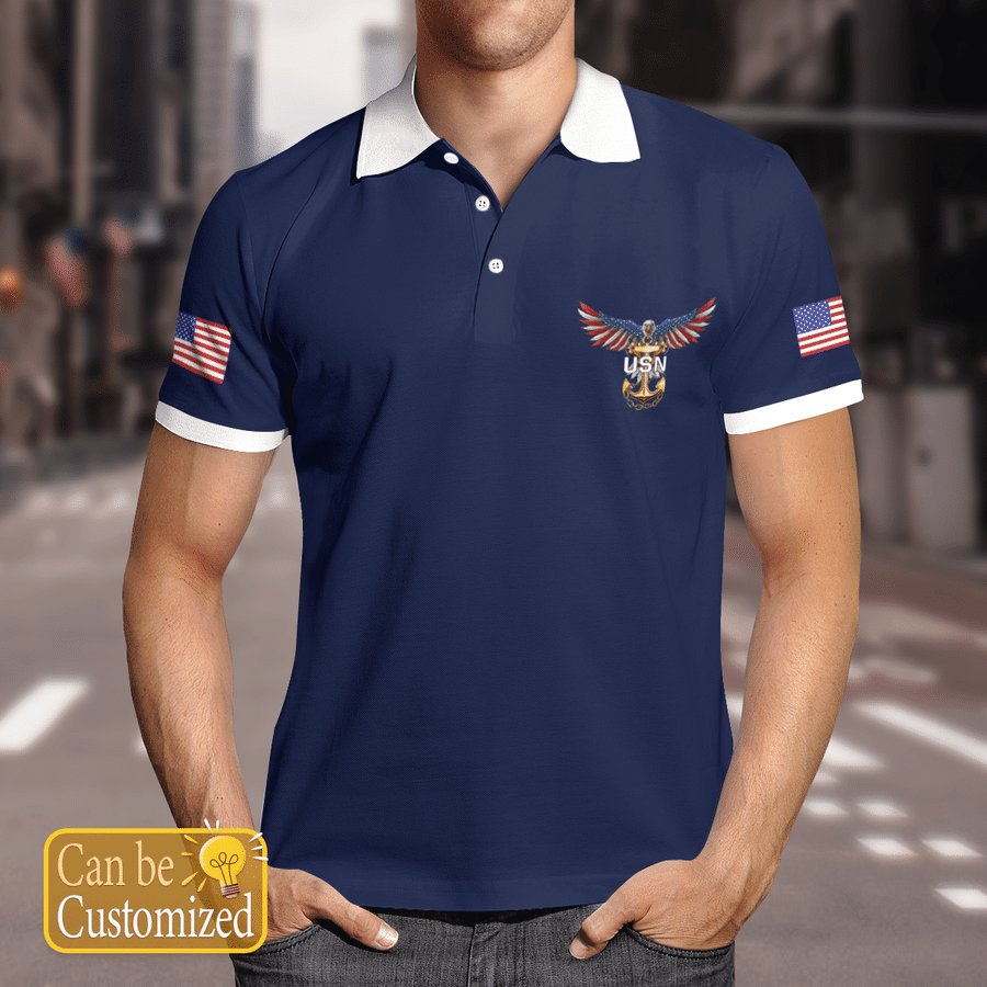 United States Navy Eagle Veteran Custom Name Polo Shirt United States Navy Eagle Veteran Custom Name Polo Shirt