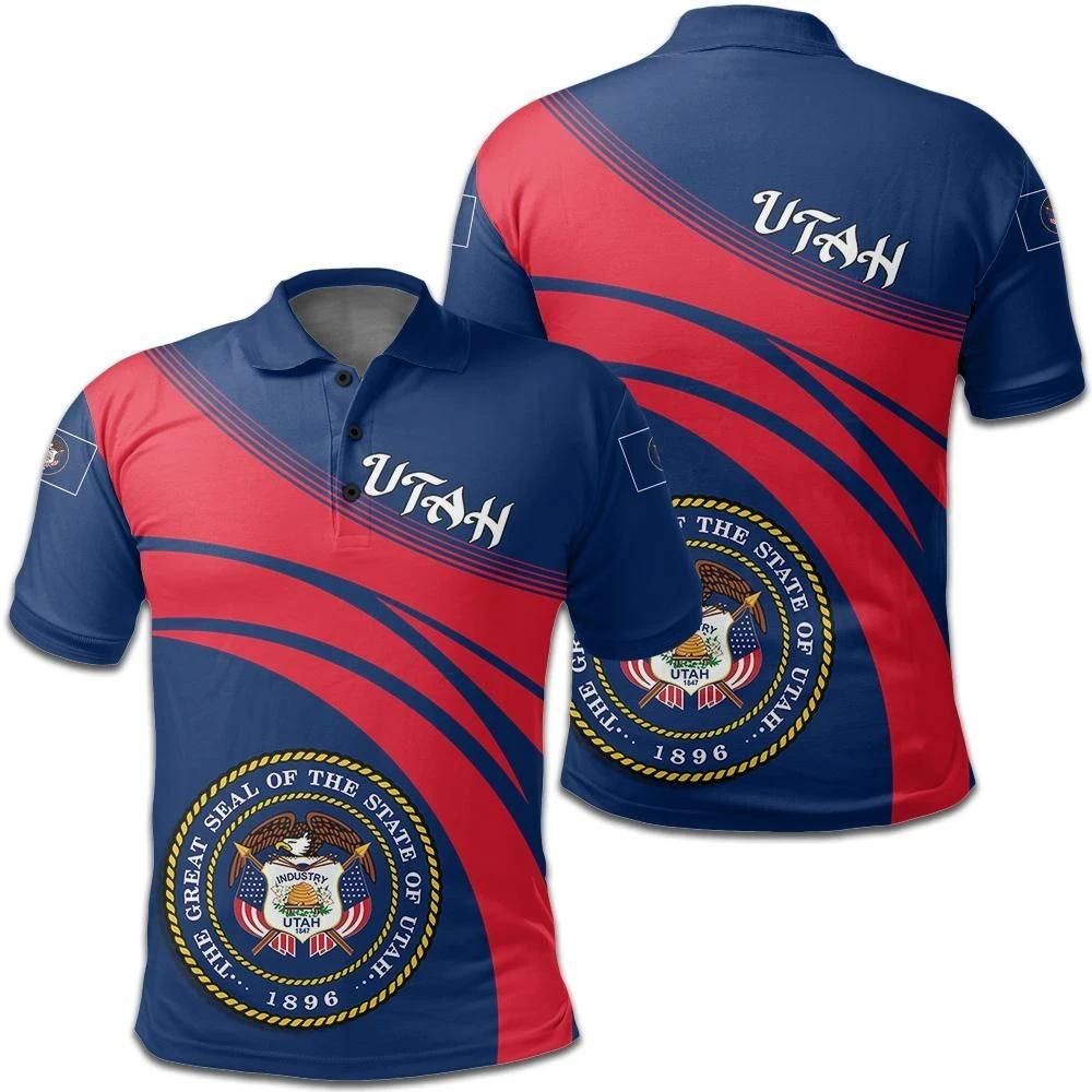 Utah Coat Of Arms Polo Shirt Cricket Style J5W Utah Coat Of Arms Polo Shirt Cricket Style J5W