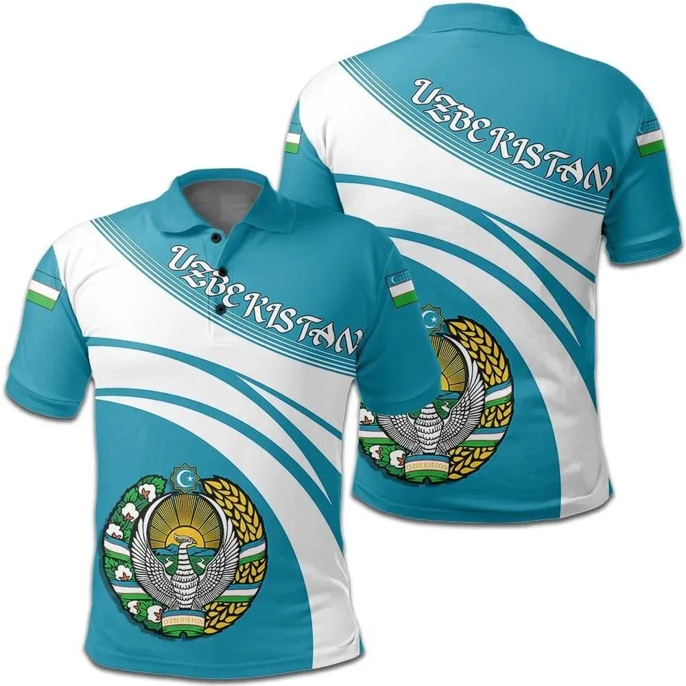 Uzbekistan Coat Of Arms Polo Shirt Cricket Style J5W Uzbekistan Coat Of Arms Polo Shirt Cricket Style J5W
