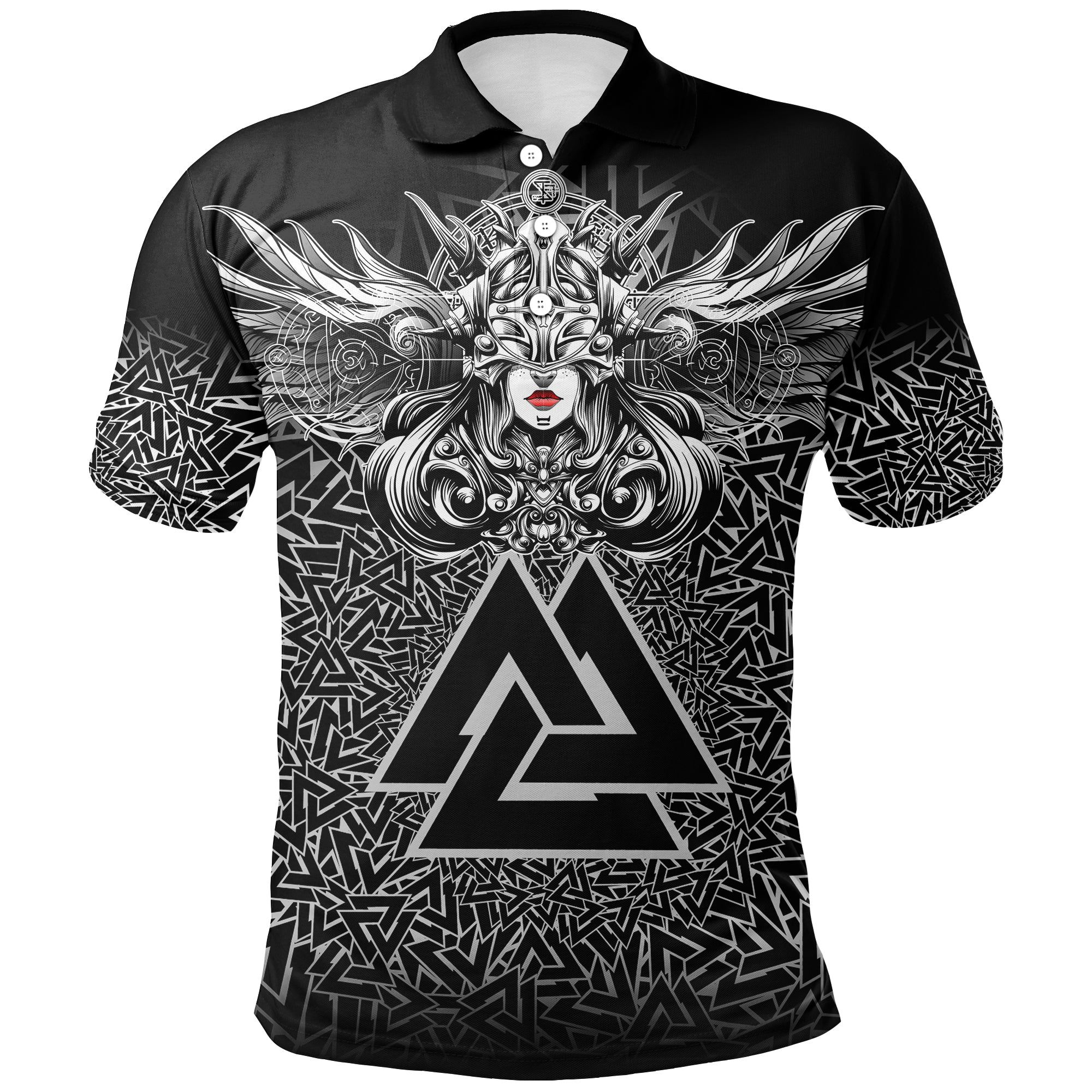Valkyrie Polo Shirt - Valknut Pattern A21 Valkyrie Polo Shirt - Valknut Pattern A21