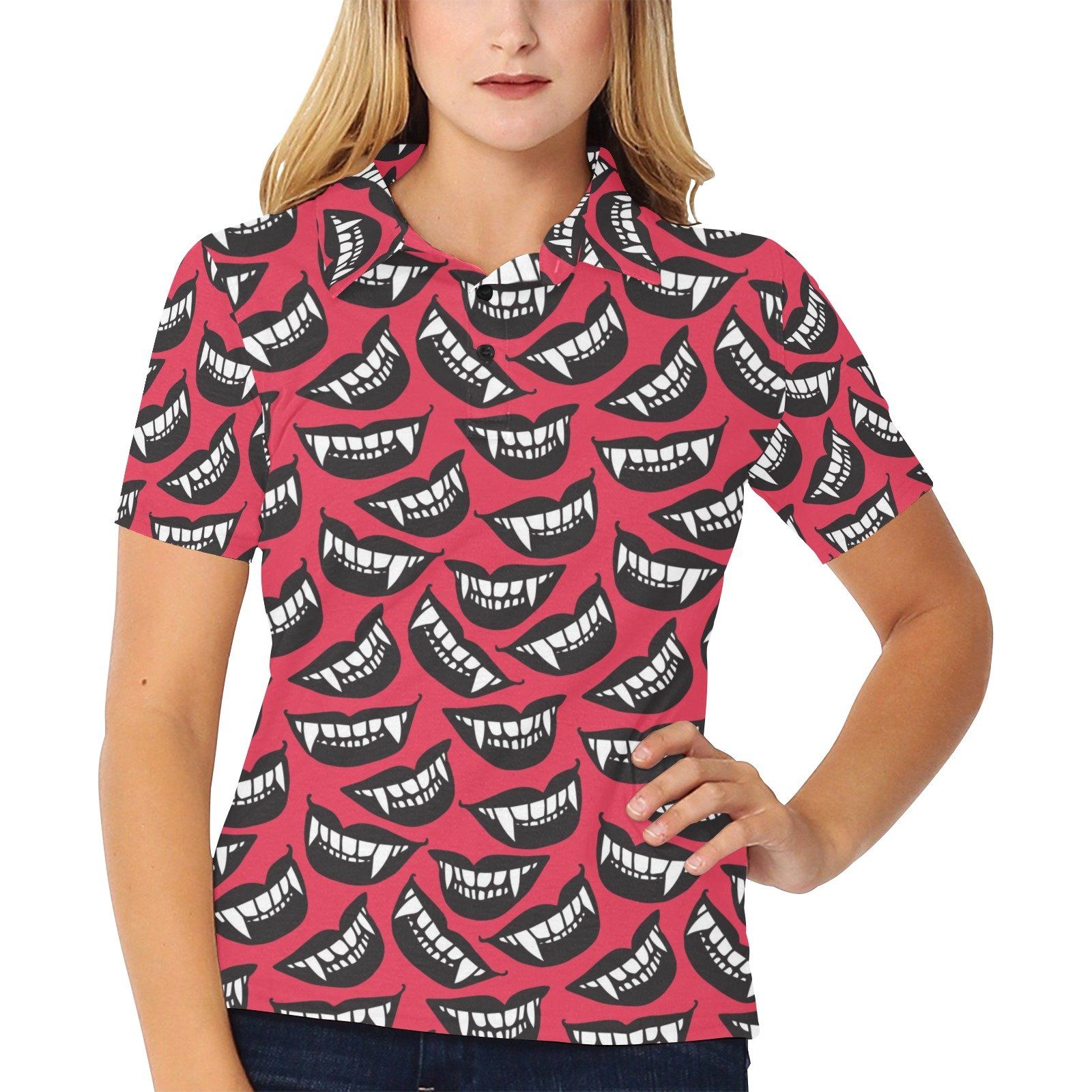 Vampire Lips Print Design Lks305 Women'S Polo Shirt Vampire Lips Print Design Lks305 Women'S Polo Shirt
