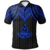 Vanuatu Custom Personalised Polo Shirt - Polynesian Armor Style Blue - BN39