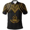 Vanuatu Custom Personalised Polo Shirt - Polynesian Armor Style Gold - BN39
