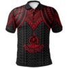 Vanuatu Custom Personalised Polo Shirt - Polynesian Armor Style Red - BN39