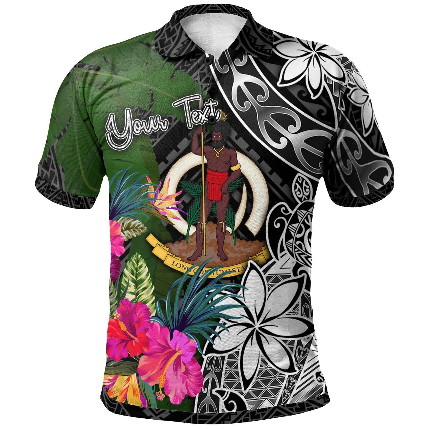 Vanuatu Custom Personalised Polo Shirt - Turtle Plumeria Banana Leaf - BN11 Vanuatu Custom Personalised Polo Shirt - Turtle Plumeria Banana Leaf - BN11