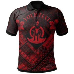 Vanuatu Custom Polynesian Polo Shirt - Vanuatu Red Seal Camisole Hibiscus Style - BN18