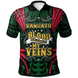 Vanuatu Polo Shirt - Blood Runs Through My Veins Style Flag - BN39