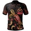 Vanuatu Polynesian Polo Shirt - Turtle With Blooming Hibiscus Gold - BN22
