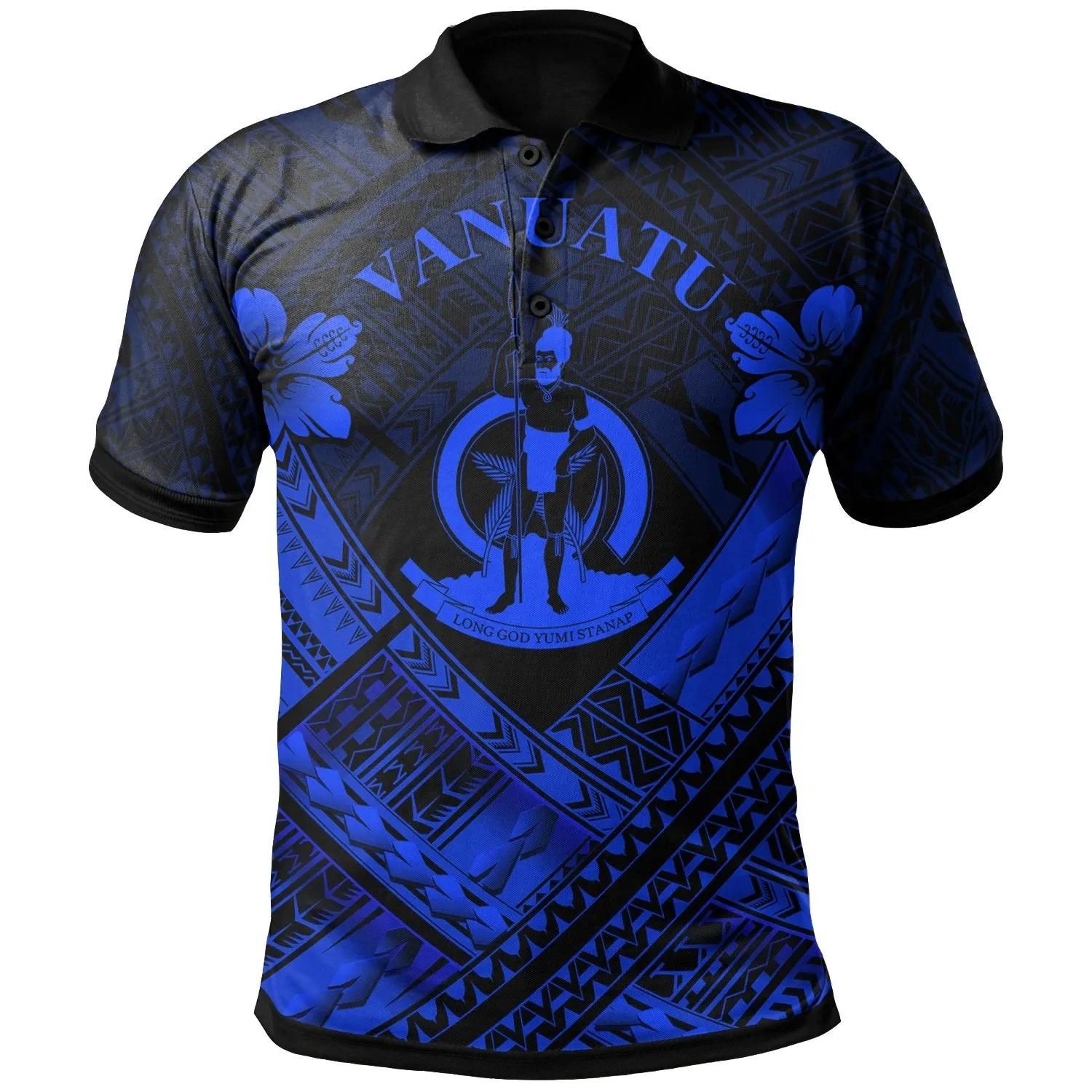 Vanuatu Polynesian Polo Shirt - Vanuatu Blue Seal Camisole Hibiscus Style - BN18 Vanuatu Polynesian Polo Shirt - Vanuatu Blue Seal Camisole Hibiscus Style - BN18