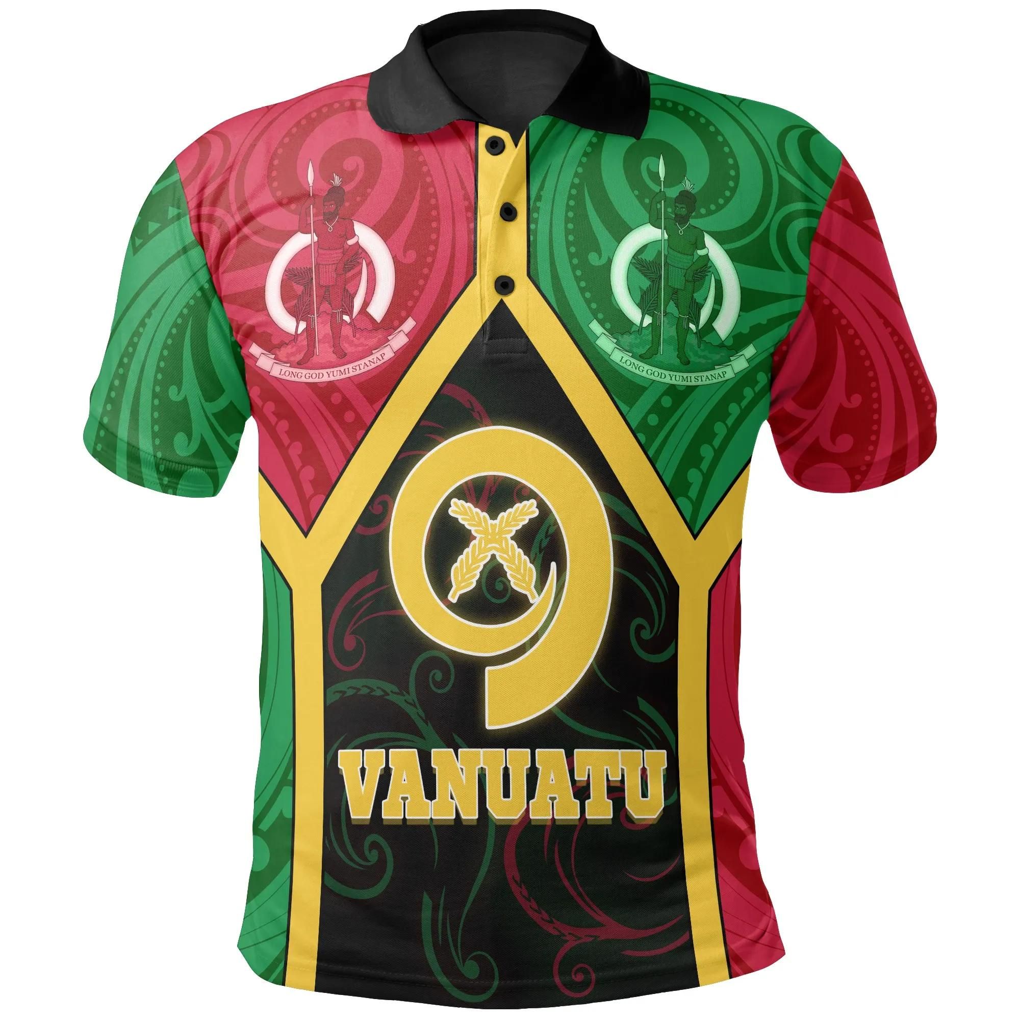 Vanuatu Polynesian Polo Shirt - Vanuatu Flag and Coat Of Arms - BN18 Vanuatu Polynesian Polo Shirt - Vanuatu Flag and Coat Of Arms - BN18