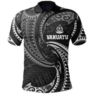 Vanuatu Polynesian Polo Shirt - White Tribal Wave - BN12