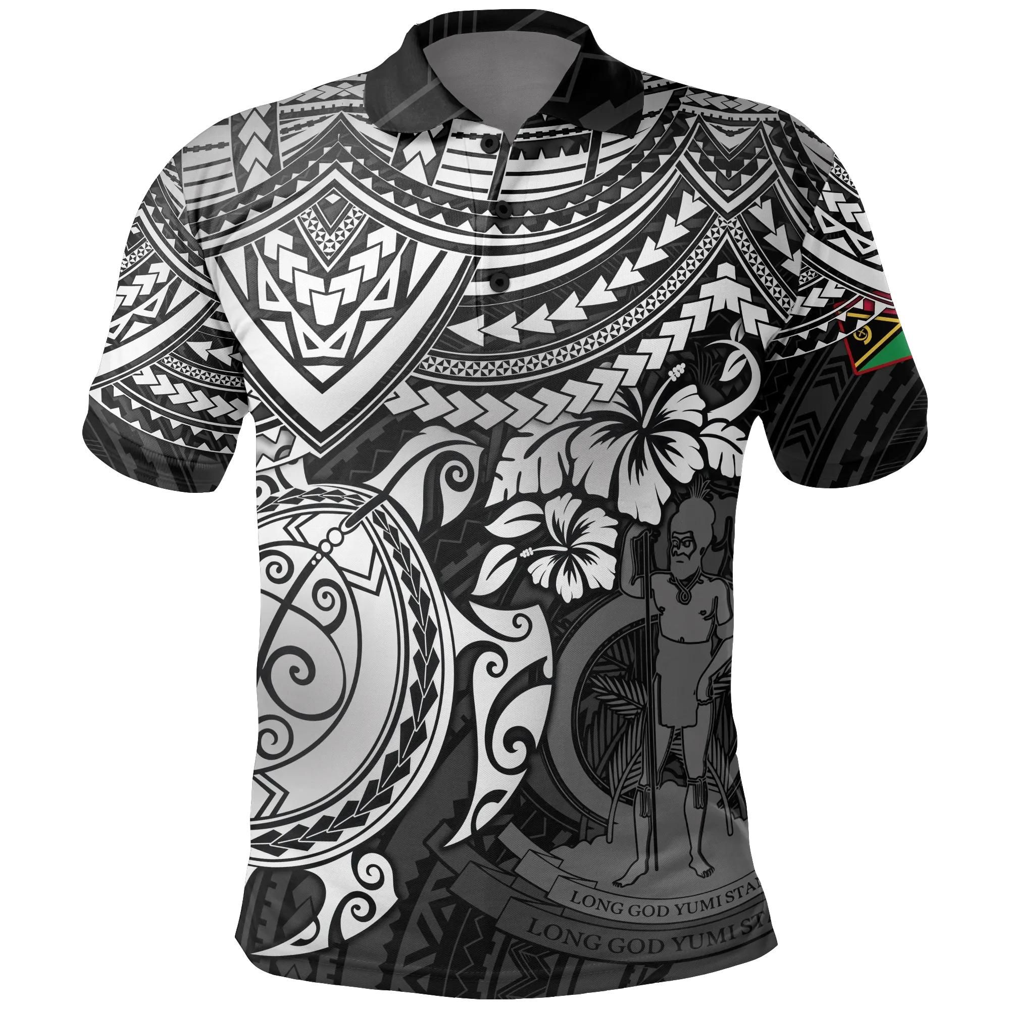 Vanuatu Polynesian Polo Shirt - White Turtle - BN1518 Vanuatu Polynesian Polo Shirt - White Turtle - BN1518