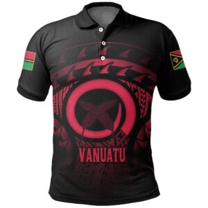 Vanuatu Turtle Hibiscus Polo Shirt (Red) A02