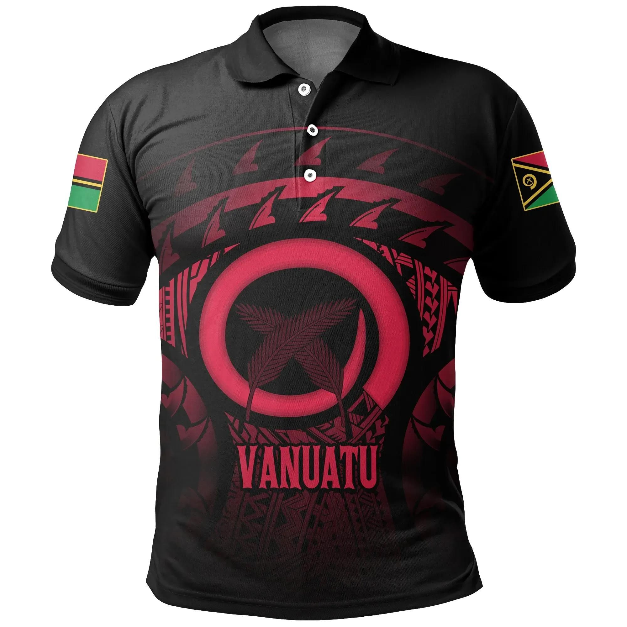 Vanuatu Turtle Hibiscus Polo Shirt (Red) A02 Vanuatu Turtle Hibiscus Polo Shirt (Red) A02