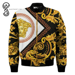 Versace Gold All Over Print Bomber Jacket