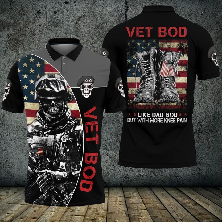 Vet Bod Like Dad Bod But With More Knee Pain 3D Polo Shirt Vet Bod Like Dad Bod But With More Knee Pain 3D Polo Shirt