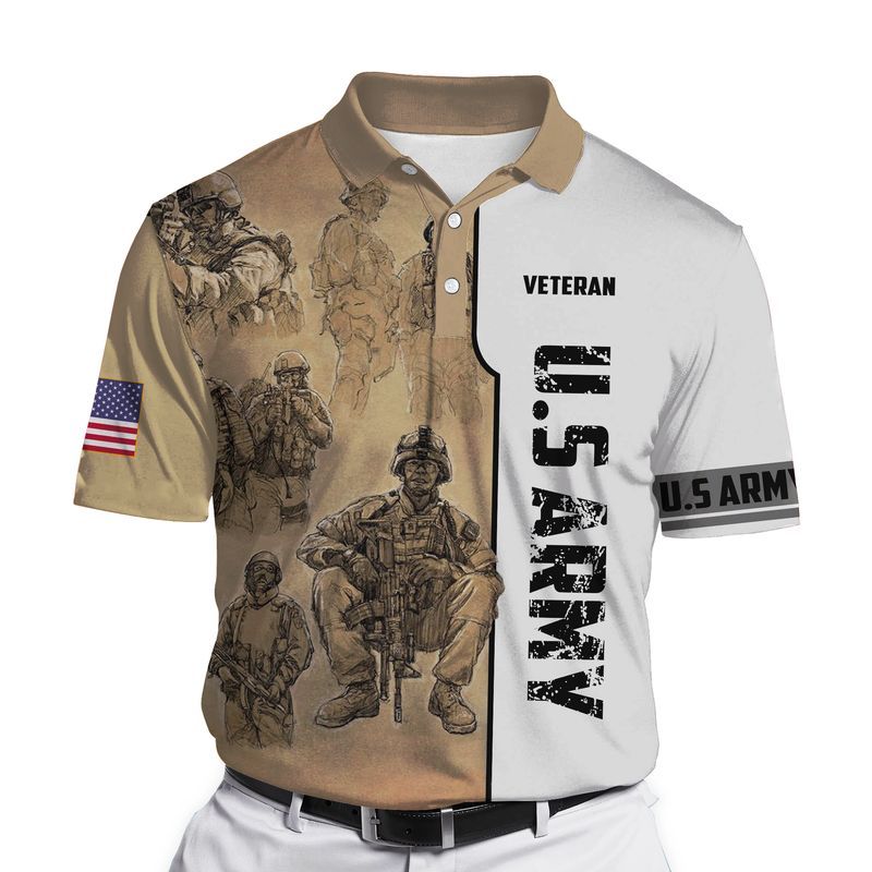 Veteran Us Army 3D All Over Printed Polo Shirt Veteran Us Army 3D All Over Printed Polo Shirt