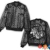 Viking Raven And Wolf Bomber Jacket